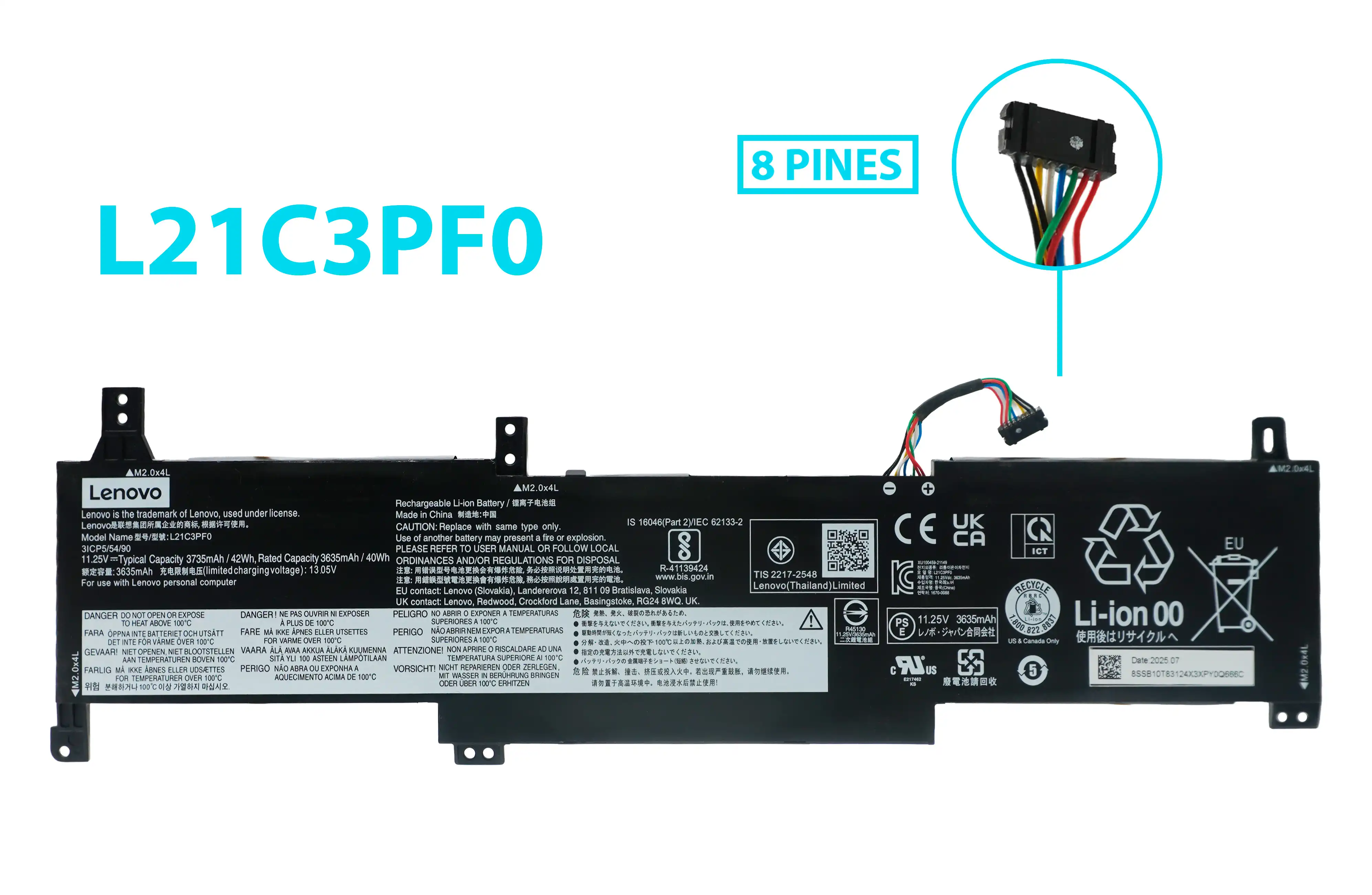 BATERIA LENOVO IDEAPAD 1-14IJL7 1-15IJL7 1-14IAU7 1-15IAU7  L21C3PF0 L21L3PF0 L21D3PF0 INTERNA *ORIGINAL*