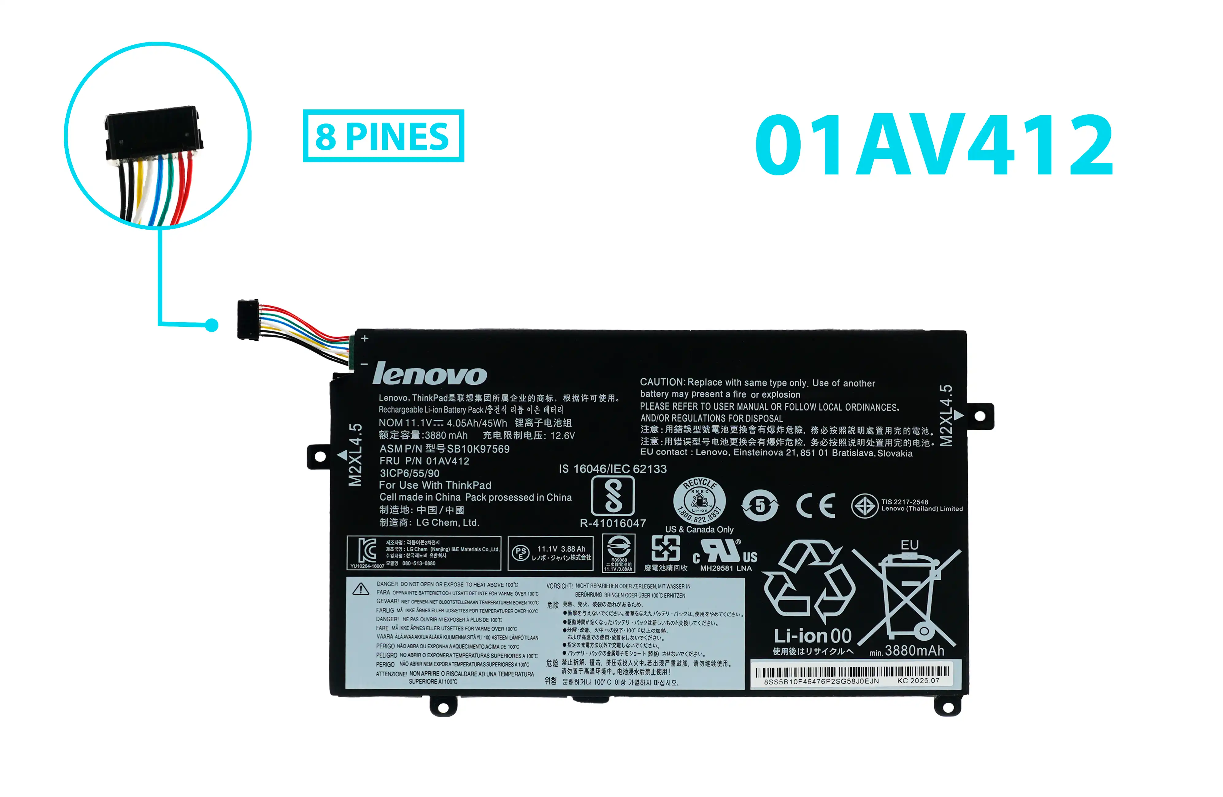 BATERIA LENOVO THINKPAD E470 E475 01AV411 01AV412 01AV413 INTERNA *ORIGINAL*