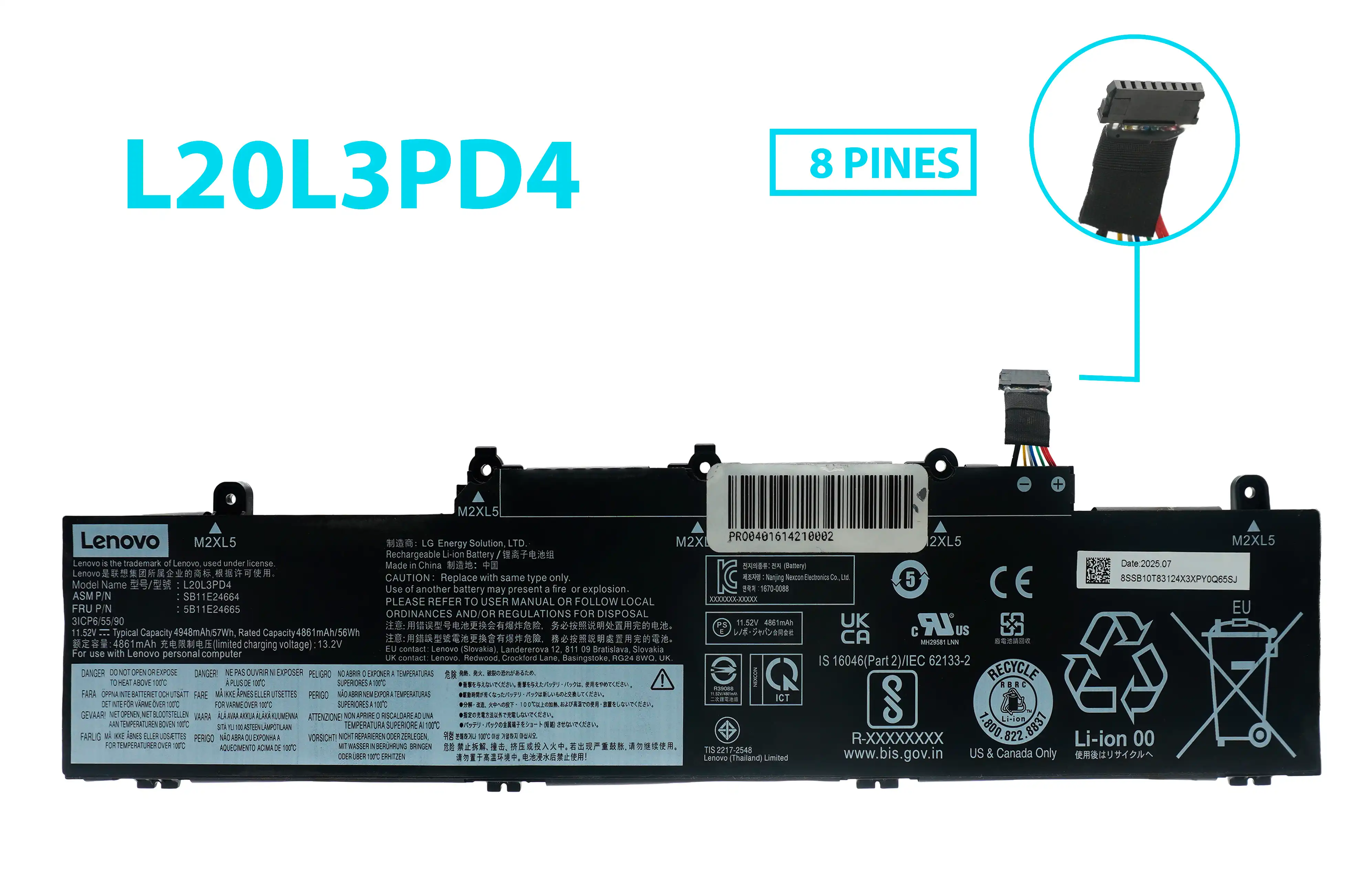 BATERIA LENOVO THINKPAD E14 E15 GEN 4 L20L3PD4 L20C3PD4 11.52V 57Wh INTERNA *ORIGINAL*