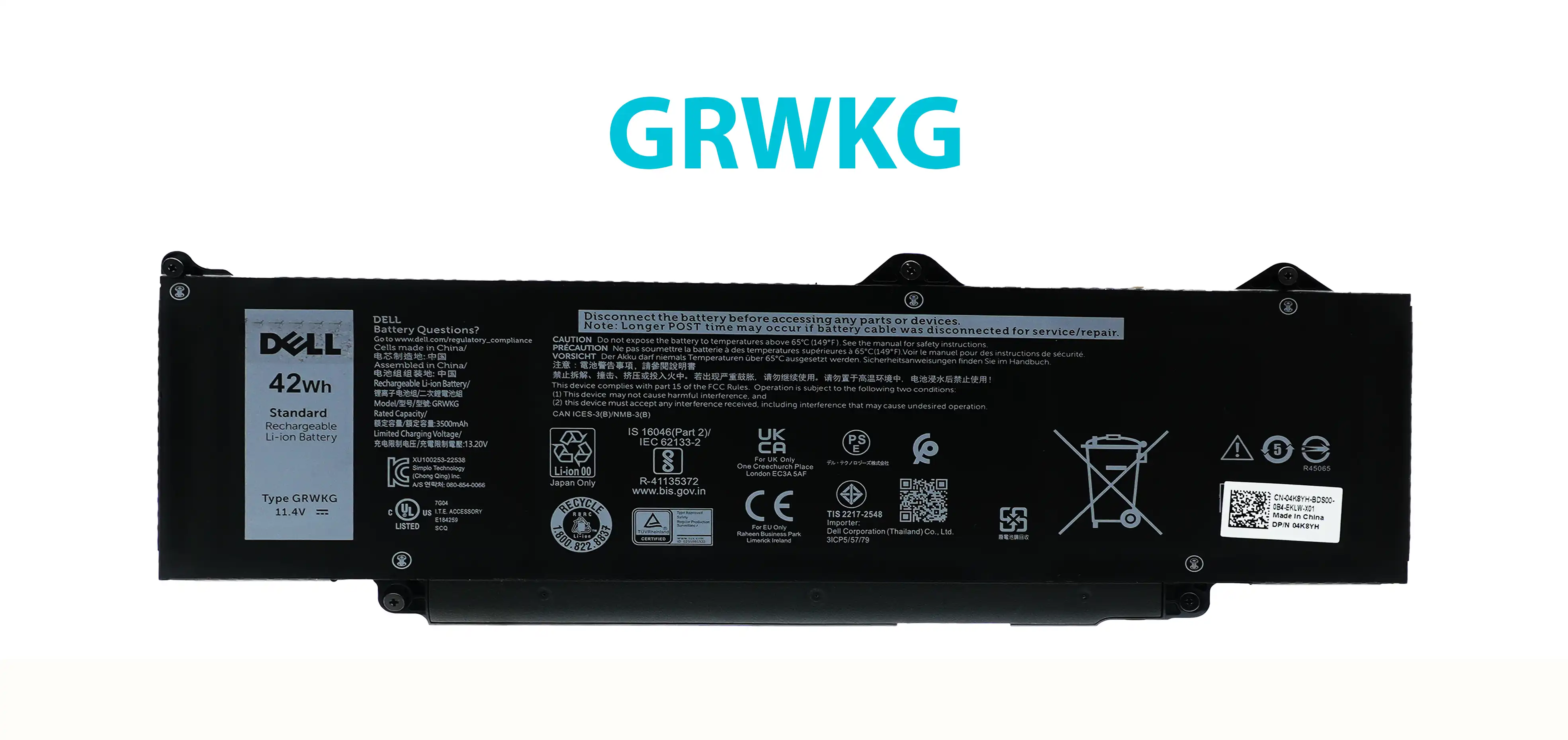 BATERIA DELL LATITUDE 5440 3540 5540 5340 3440 TYPE GRWKG 11.4V 42Wh INTERNA *ORIGINAL*