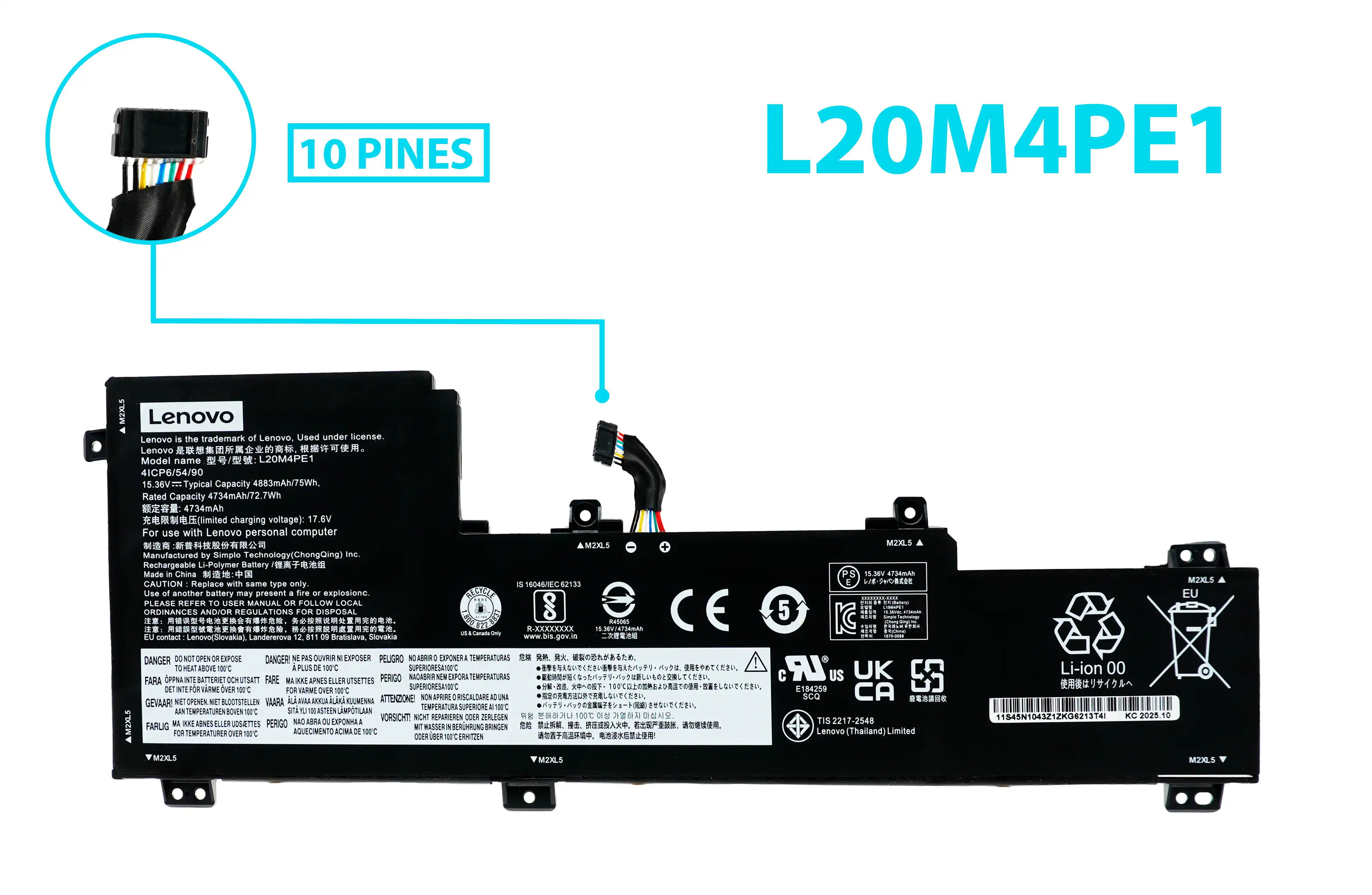BATERIA LENOVO IDEAPAD 5 PRO-16ACH6  L20C4PE1 L20L4PE1 L20M4PE1 INTERNA *ORIGINAL*