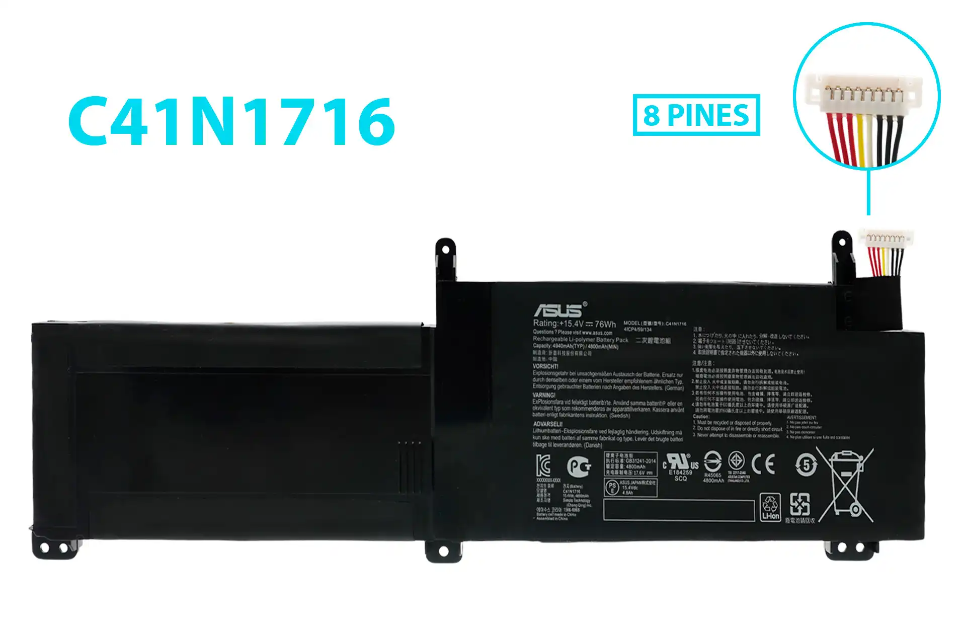 BATERIA ASUS GL703GM C41N1716 INTERNA *ORIGINA*