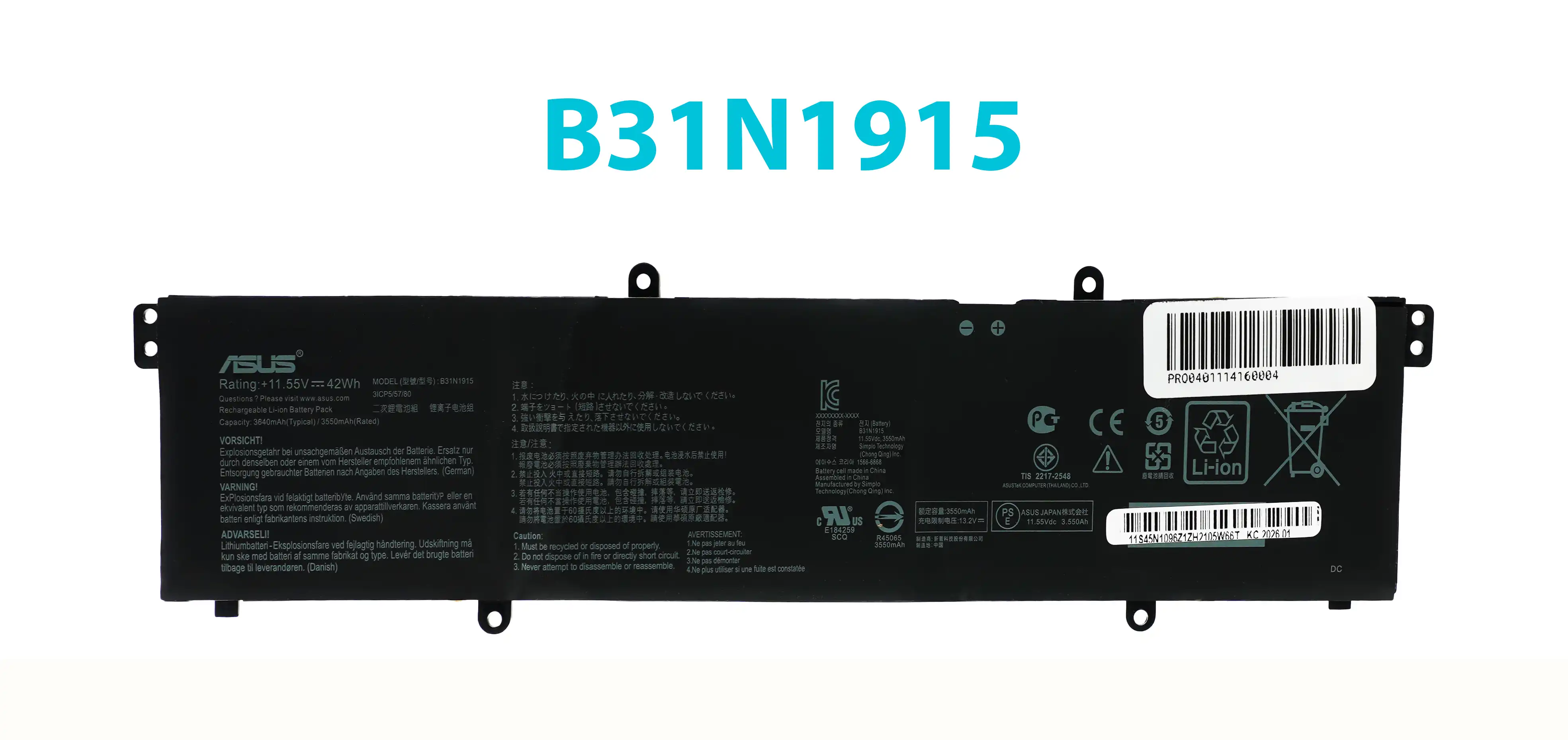 BATERIA ASUS EXPERTBOOK B1400CEAE B1500CEAE C31N1915  INTERNA *ORIGINAL*