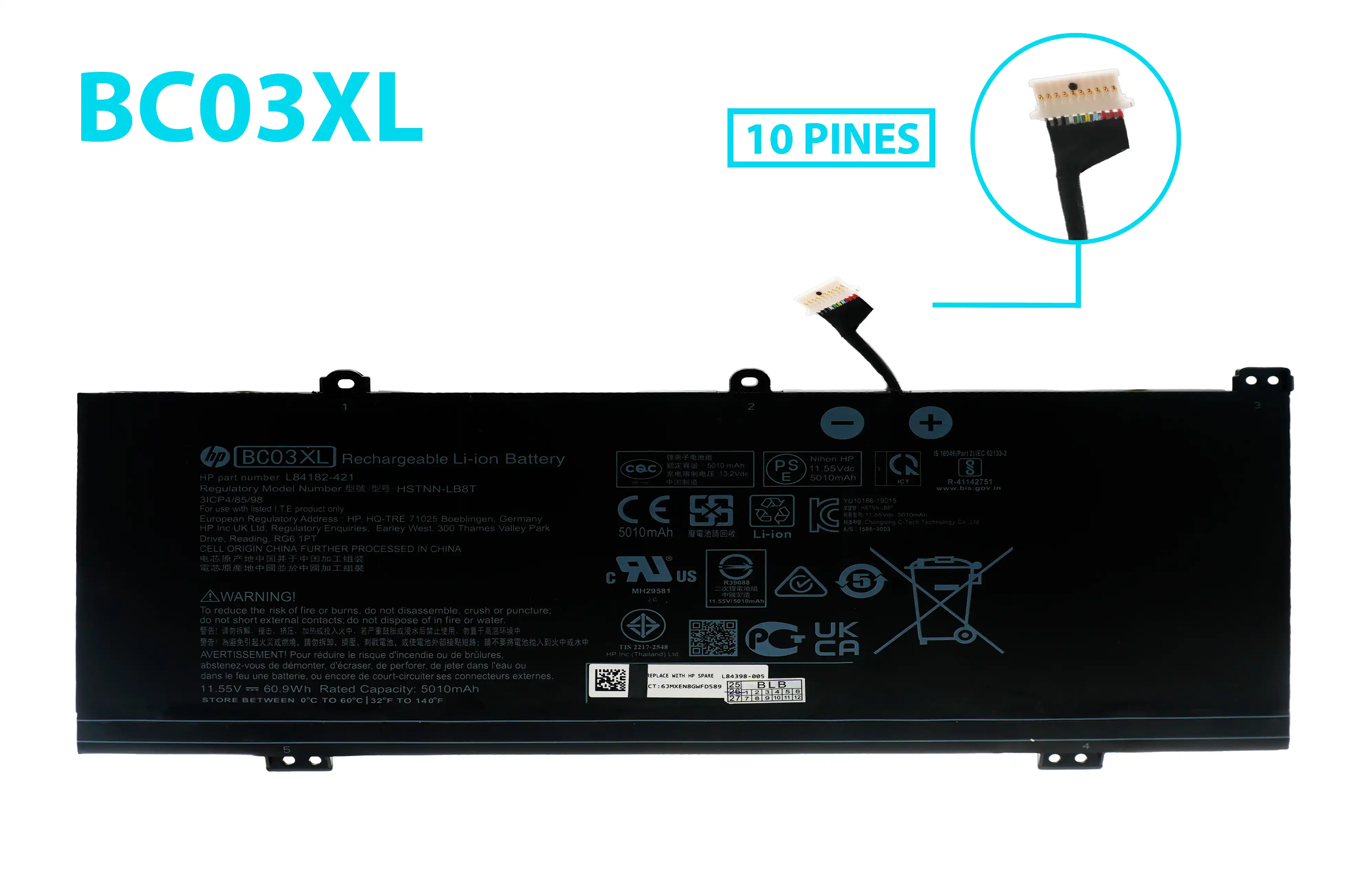 BATERIA HP BC03XL INTERNA *ORIGINAL*